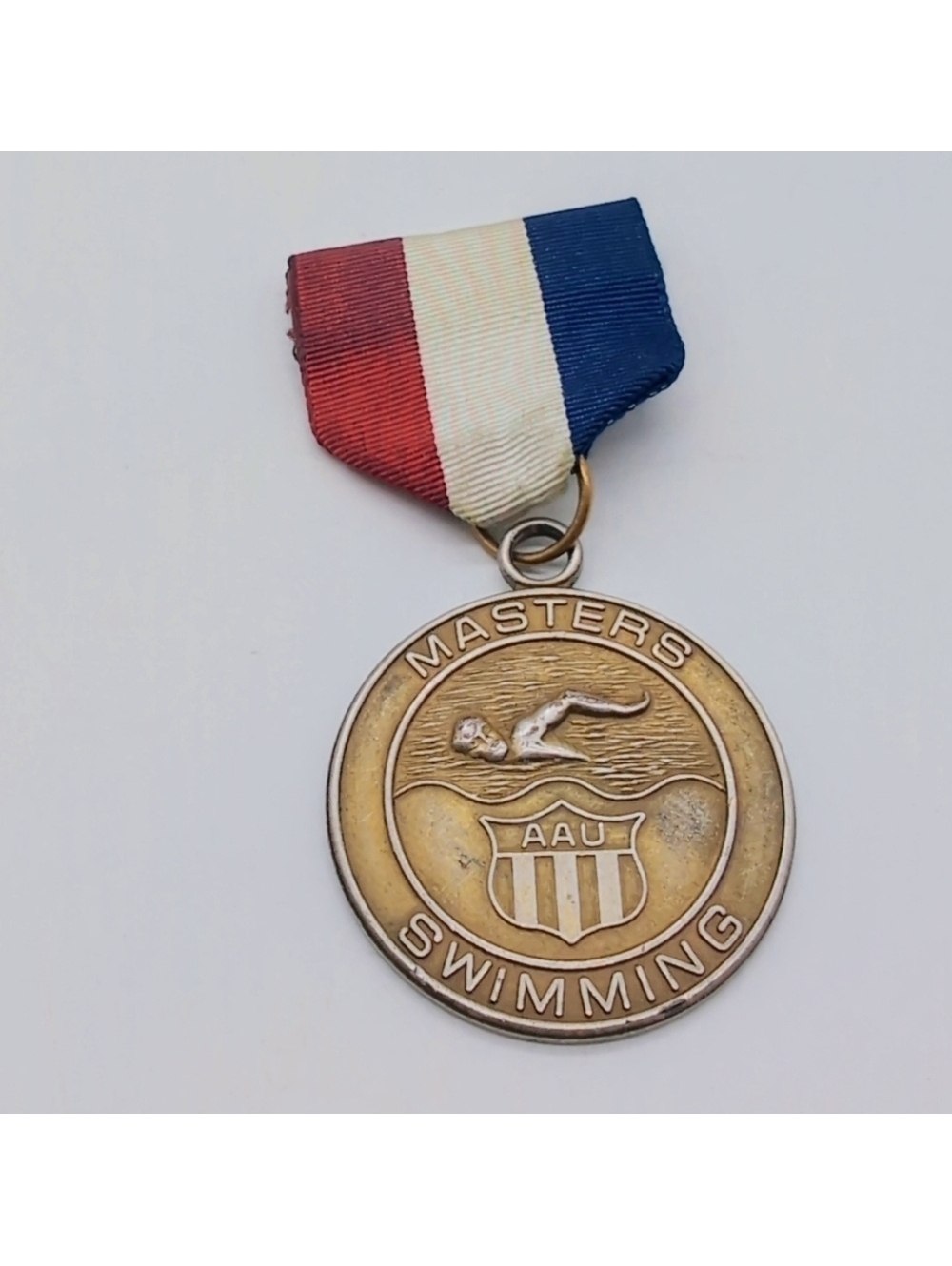 AAU Junior Olympics Masters Swimming Medal with Ribbon 1970s